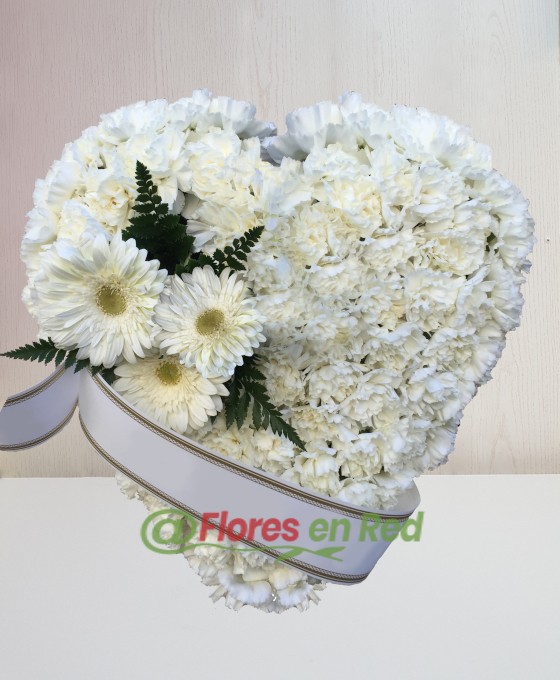 Corazon Funerario Clavel Blanco
