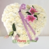 Corazón Funerario Blanco y Rosa
