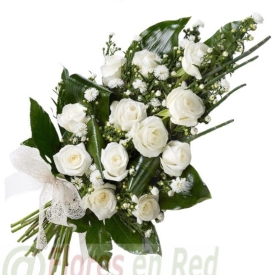 Ramo Funerario de 12 Rosas Blancas